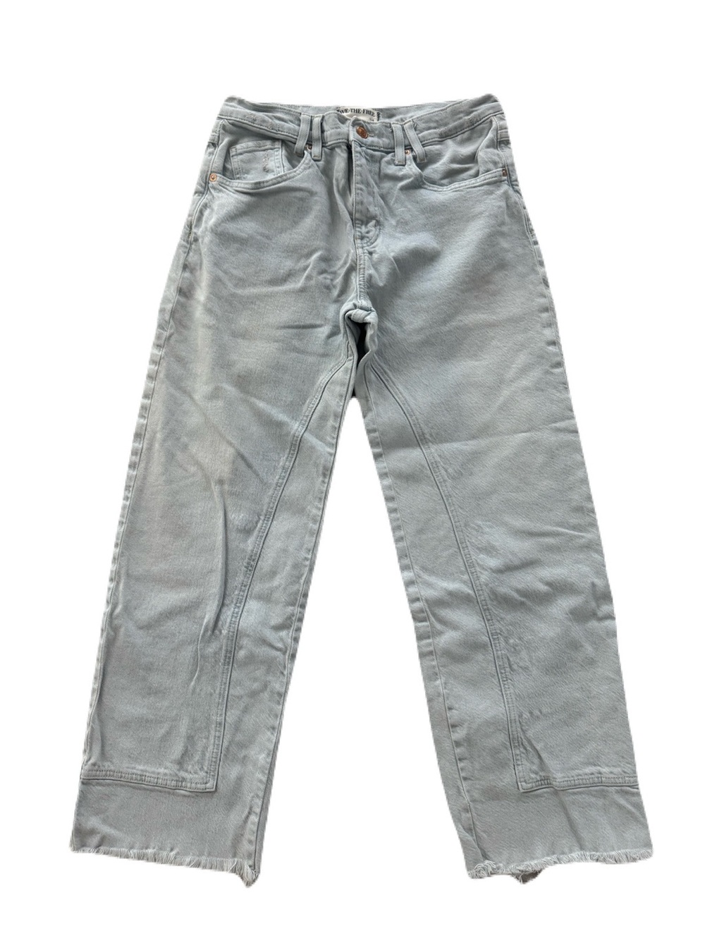Women's Free People Risk Taker Light Blue Denim Baggy Pants Size 29